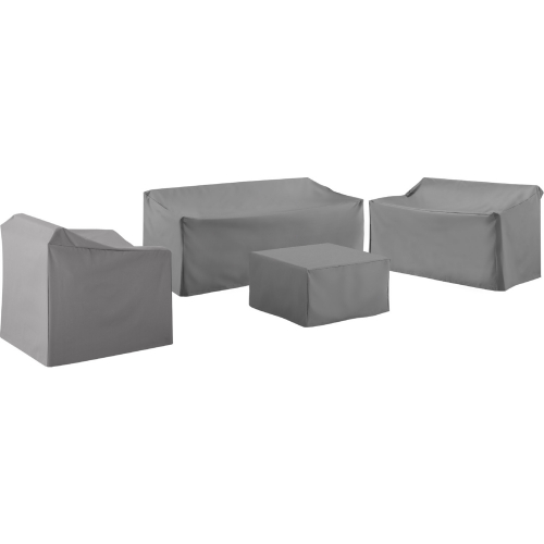 4 Piece Outdoor Sectional Sofa Cover Set in Gray Fabric