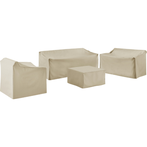 4 Piece Outdoor Sectional Sofa Cover Set in Tan Fabric