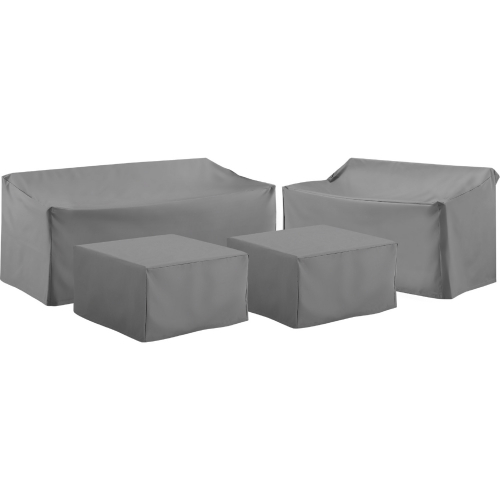 4 Piece Outdoor Sectional Sofa Cover Set in Gray Fabric