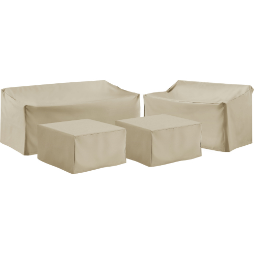 4 Piece Outdoor Sectional Sofa Cover Set in Tan Fabric