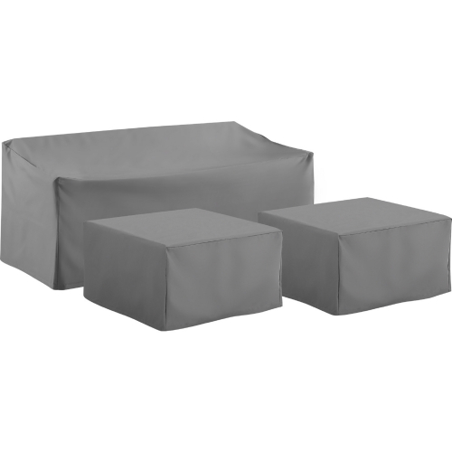 3 Piece Outdoor Sectional Sofa Cover Set in Gray Fabric