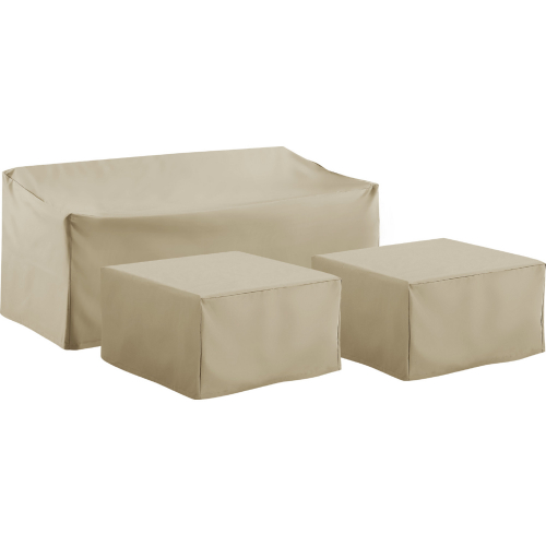 3 Piece Outdoor Sectional Sofa Cover Set in Tan Fabric