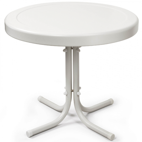 Retro Outdoor 20" Side Table in White Metal