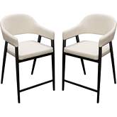 Adele Counter Stool in Cream Fabric & Black Metal (Set of 2)