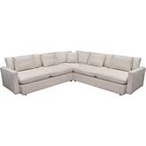 Arcadia 3 Piece Corner Sectional Sofa in Cream Fabric