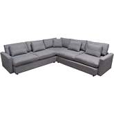 Arcadia 3 Piece Reversible Chaise Sectional Sofa in Grey Fabric