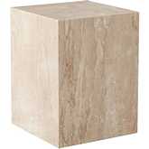 Ark Square Pedestal End Table in Genuine Beige Marble