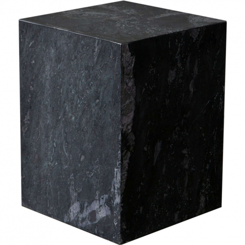 Ark Square Pedestal End Table in Genuine Black Marble