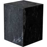 Ark Square Pedestal End Table in Genuine Black Marble