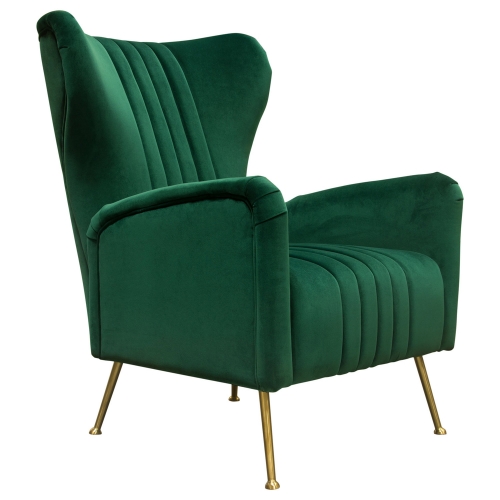 Ava Arm Chair in Emerald Green Velvet on Gold Leg