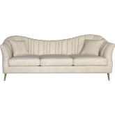 Ava Sofa in Sand Linen Fabric on Gold Leg