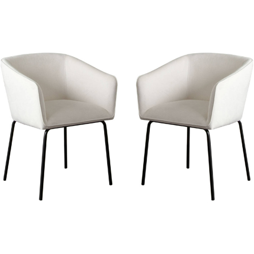 Avery Dining Chair in Mist White Performance Fabric & Black Metal (Set of 2)