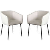 Avery Dining Chair in Mist White Performance Fabric & Black Metal (Set of 2)