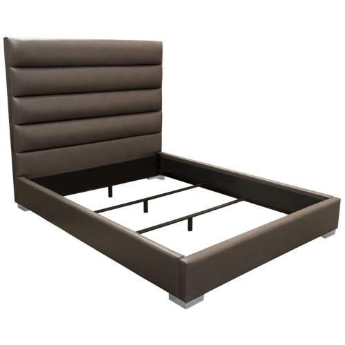 Bardot Channel Tufted King Bed in Elephant Grey Leatherette