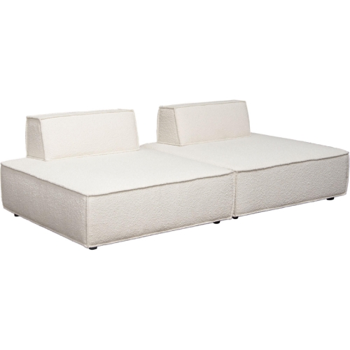 Cara 2 Pc Square Modular Lounger w/ Moveable Backrest in Ivory Boucle Fabric