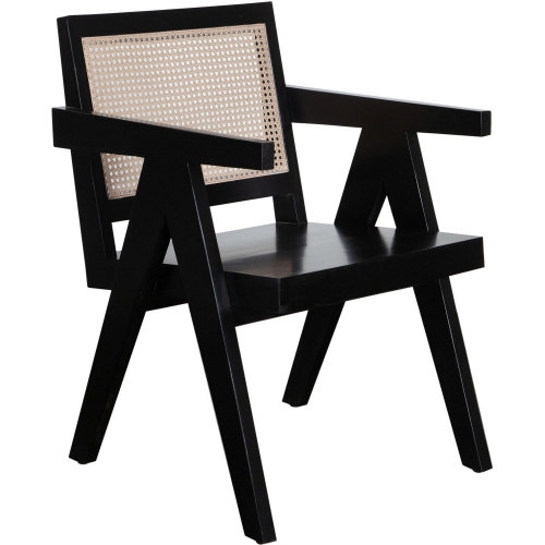 Carter Dining Chair in Black Finish Wood & Natural Cane