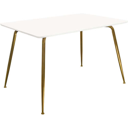 Chance Dining Table in High Gloss White Lacquer & Brushed Gold Metal