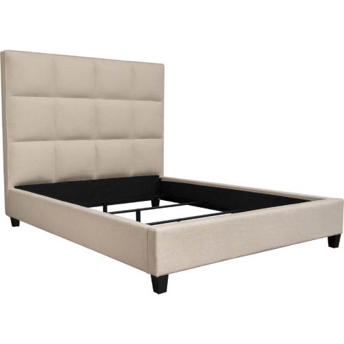 Devon Eastern King Bed in Grid Tufted Sand Fabric