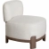 Dove Armless Accent Chair in Cream Polyester Fabric with Wood Trim