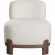 Dove Armless Accent Chair in Cream Polyester Fabric with Wood Trim