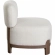 Dove Armless Accent Chair in Cream Polyester Fabric with Wood Trim