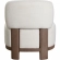 Dove Armless Accent Chair in Cream Polyester Fabric with Wood Trim