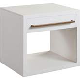 Encore 1 Drawer End Table in White Finish Mango Wood & Gold Metal