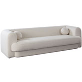 Form Sofa w/ Accent Pillow Balls in Ivory Boucle Fabric