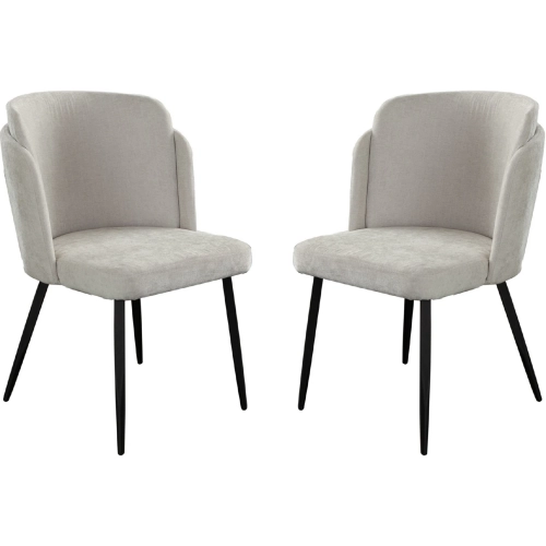 Grace Dining Chair in Cream Fabric and Black Metal Legs (Set of 2)