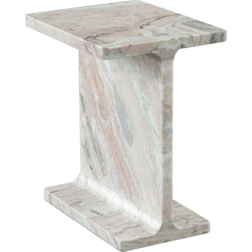 Iris I-Beam Accent End Table in Genuine Natural Marble