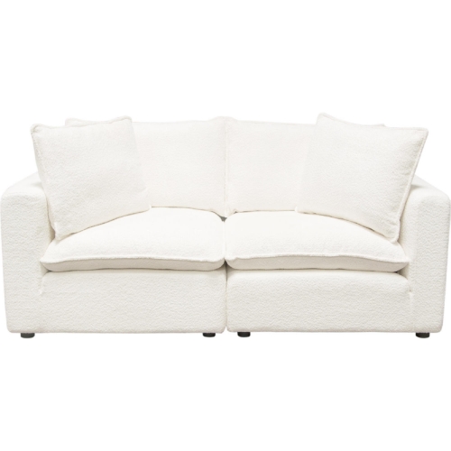 Ivy 2 Piece Modular Sofa in White Faux Shearling & Feather Down