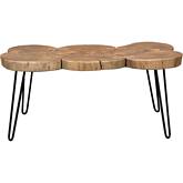 Joss One of a Kind Live Edge Cocktail Table in Acacia w/ Black Hairpin Legs