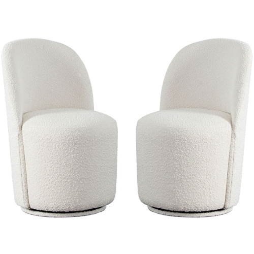 Kendall Swivel Dining Chair in Ivory Boucle Fabric (Set of 2)