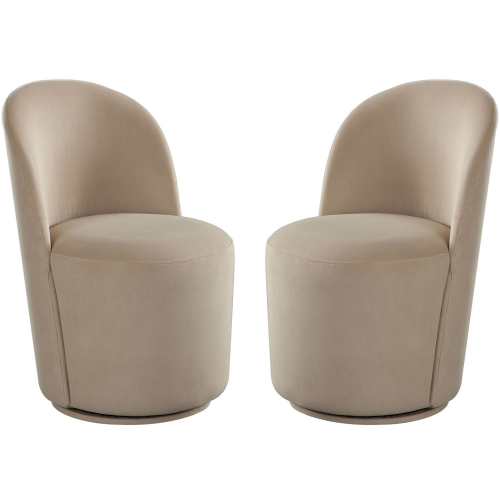 Kendall Dining Accent Swivel Chair in Light Camel Velvet (Set of 2)