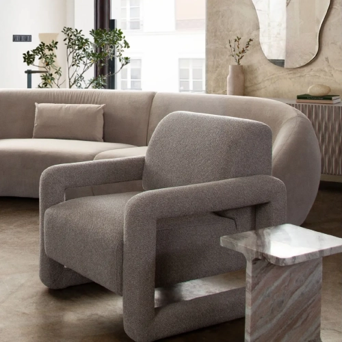 Kona Open Arm Accent Chair in Mink Polyester Fabric