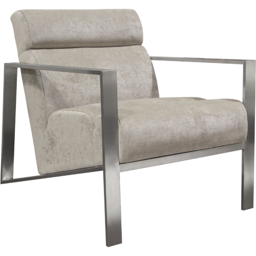 La Brea Accent Chair in Champagne Fabric on Brushed Stainless Steel