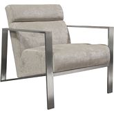 La Brea Accent Chair in Champagne Fabric on Brushed Stainless Steel