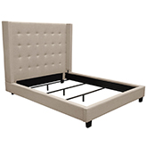 Madison Ave Queen Wing Bed in Tufted Sand Fabric