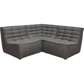 Marshall 3 Piece Modular Sectional Sofa in Tufted Grey Fabric