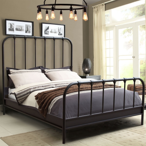 Mateo Rust Brown Powder Coat Metal Queen Bed