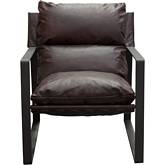 Miller Sling Accent Chair in Chocolate Leather & Black Metal