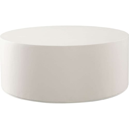 Montage Round Coffee Cocktail Table in Ivory Faux Cement Finish