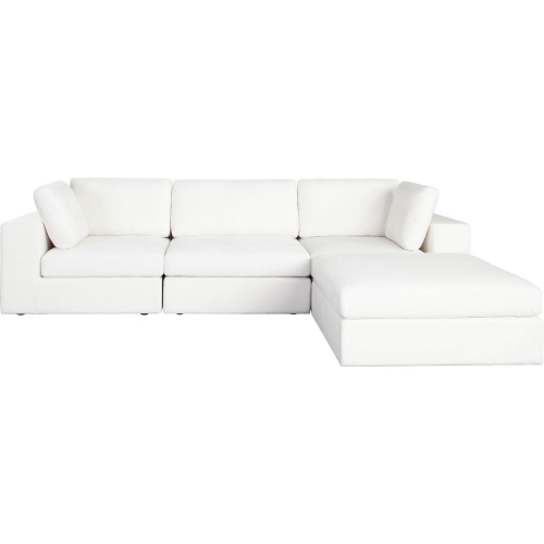 Muse 4 Piece Modular Reversible Sectional Sofa in White Performance Fabric