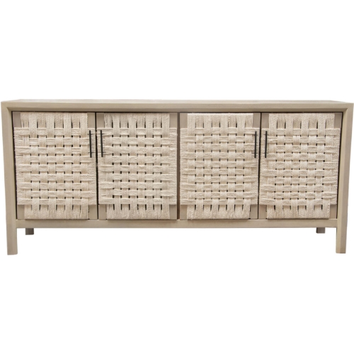 Palm 4 Door Sideboard in Natural Finish Wood & Woven Rope