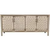 Palm 4 Door Sideboard in Natural Finish Wood & Woven Rope