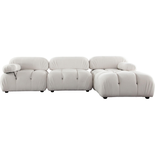 Paloma 4 Piece Modular Reversible Sectional Sofa in Tufted Light Cream Velvet