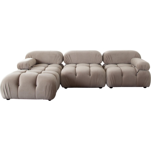 Paloma 4 Piece Modular Reversible Sectional Sofa in Tufted Mink Tan Velvet