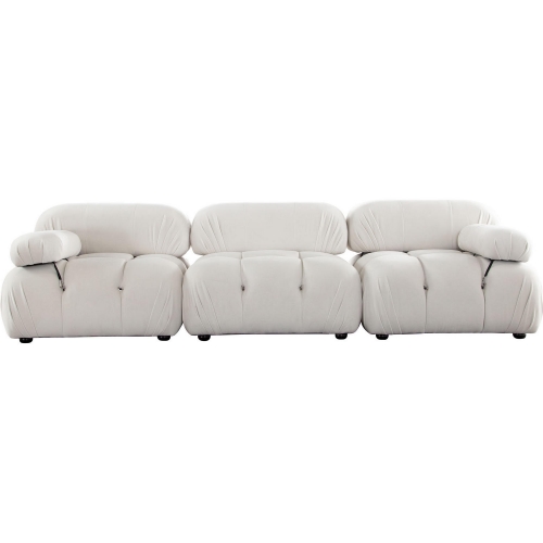 Paloma 3 Piece Modular Sofa in Tufted Light Cream Velvet