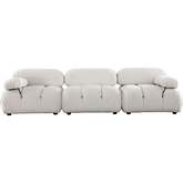 Paloma 3 Piece Modular Sofa in Tufted Light Cream Velvet