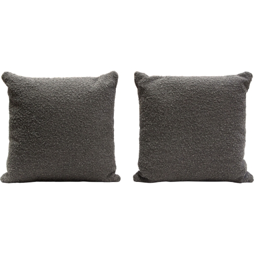 16" Square Accent Pillows in Charcoal Boucle Textured Fabric (Set of 2)